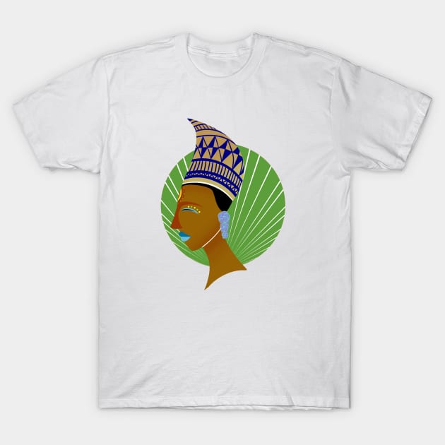 Black goddess Queen (green) T-Shirt by Meechemax